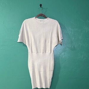 Elegant Cream Mini Knit Dress